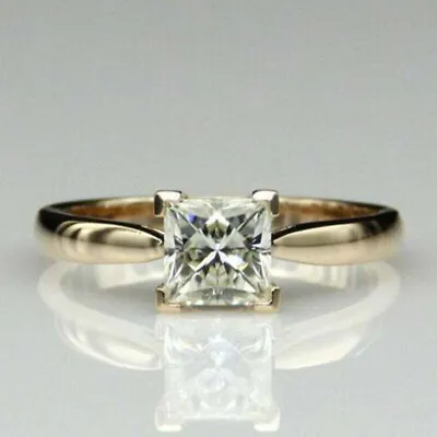 2Ct Princess Cut Solitaire Diamond Engagement Ring 14k Yellow Gold Over Size J-T • £93