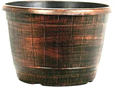 £0.99 • Buy 2 XXL 46CM COPPER Tree Barrel Plant Pot Garden Flower Round Planter Container  )
