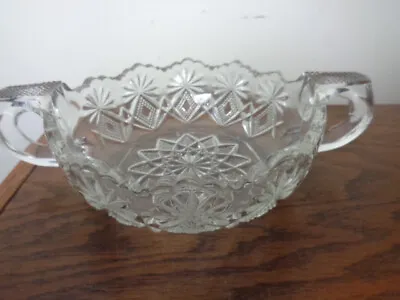 EAPG U.S. VICTOR Blazing Pinwheels Floral Diamond 2 Handled Nappy • $3.50