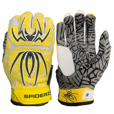 Spiderz 2022 Hybrid Baseball/Softball Batting Gloves - Yellow/Black/White - M • $34.99