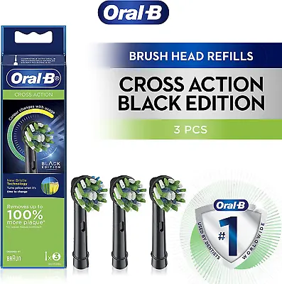 $18.75 • Buy Oral-B Cross Action Electric Toothbrush Replacement Brush Heads, Black, 3 Count 