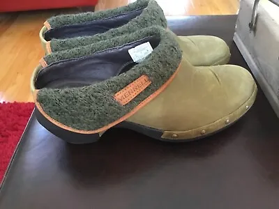 Women’s Merrell Lux Knit & Leather Clog Olive Green Shoes 7.5 • $39