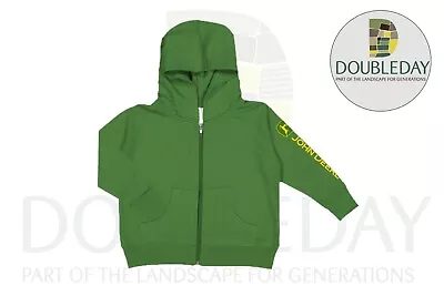 John Deere Child's Green Full Zip Hooded Sweatshirt With Sleeve Logo - MC53033GR • £33.99