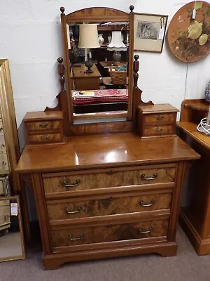 Victorian Walnut Dressing Chest With 3 Long Drawers (Ref 335) • £115