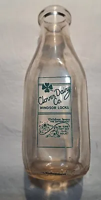 Rare Clover Dairy Co. Milk Bottle One Quart Windsor Locks • $17.48