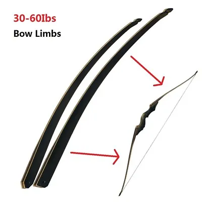 30-60lbs Longbow Limbs Takedown Bamboo Core Hunting LH RH Archery BLACK HUNTER • $65.79