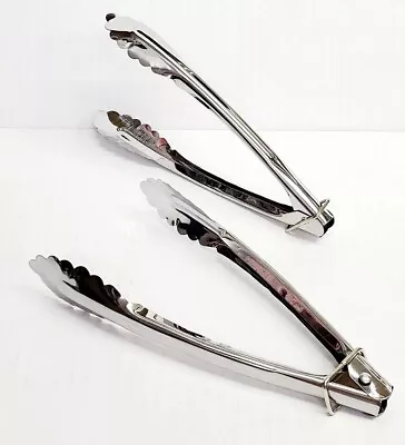 2pk Metal Food Serving 7  Tongs Kitchen Grill BBQ Salad Cake Home Cooking New  • $7.95