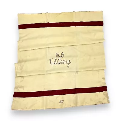 WWII Vintage 1937 US Army MD Medical Department Hospital Blanket Wool 48  X 80  • $49.99