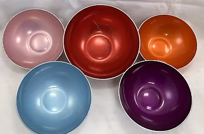 MCM Emalox Norway Anodized Aluminum Bowls W/Labels 4” & 5” • $25