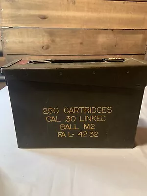 Vintage Ammo Box 250 Cartridges .30 Cal Linked Ball M2 FAL-42 32 • $27