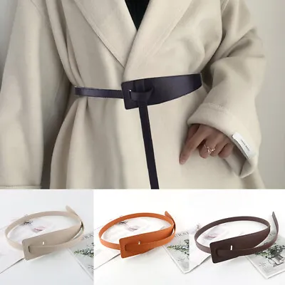 £5.27 • Buy Womens Coat Dress Cummerbunds Long  Knot Wide Belt Waist Belt Tie PU .