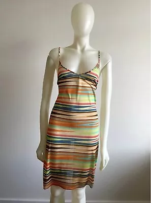 MISSONI Striped Strappy Spaghetti Cami Dress 44 S M • $55