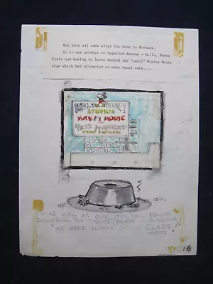 ORIGINAL WALT DISNEY ANIMATOR JACK KINNEY DRAWING Of STUDIO SIGN Wi MICKEY MOUSE • $549.50