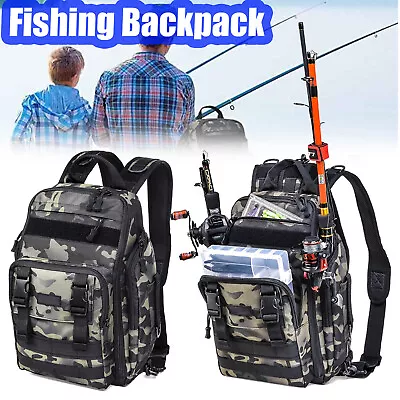 Fishing Tackle Backpack Storage Bag Shoulder Fishing Gear Bags Outdoor Backpack • $35.95