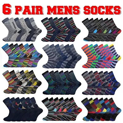 Mens Adults Socks 6 Pairs Work Sports Cotton Mix Designer Sock Size UK 6–11 • £5.85