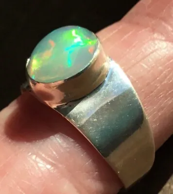 Natural Ethiopian Opal Gemstone 925 Sterling Silver Ring Mother's Day Jewelry • $16.11