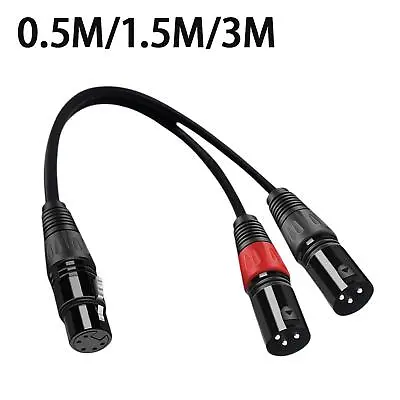 Dual DMX Male To XLR F Strong Mic Audio Cable Y Splitter For Power Amplifiers • £9.80