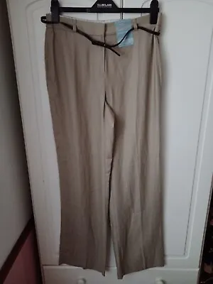 Marks And Spencer Ladies Linen Blend Straight Leg Trousers Size 12long New • £3.99