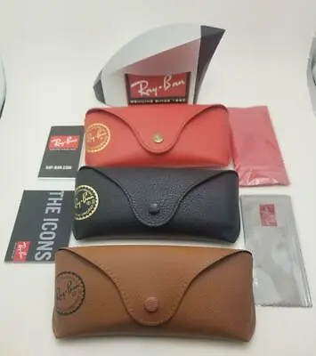 Ray Ban Leather Style Sunglasses Case With Booklet Medium • $29.99