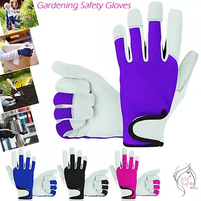 Ladies / Mens Leather Gardening Gloves Thorn Proof Garden Work Gloves • £5.99