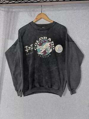 Vintage 80s Colorado Crewneck Sweatshirt Aviation Gray • $20