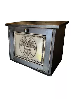 NEW Black Wooden Bread Box / Primitive Style Tin Door  Bread Box • $164.99