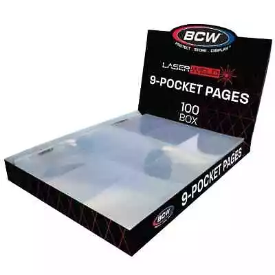 1 Box Of 100 BCW 9-Pocket Pages LASERWELD Card Storage  Album Binder Sheets • $26.38