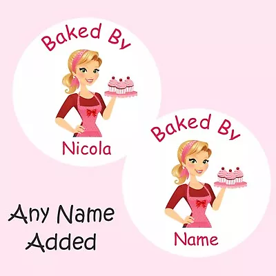39 Personalised Baked By Stickers Gift Labels Cake Box Label Cupcake Sticker • £2.99