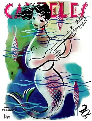 228.Art Decoration POSTER.Room Wall Home Office.Retro Guitar Siren.Mermaid Art • $60