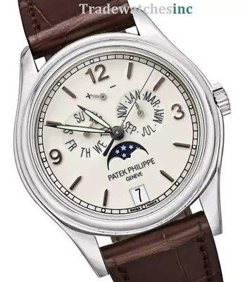 Patek Philippe Complications Annual Calendar Auto Gold Men Strap Watch 5146G-001 • $32800