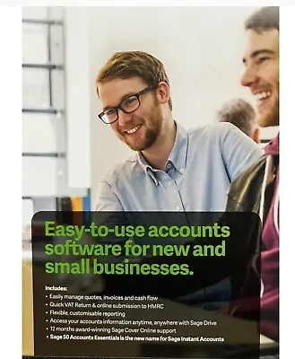 Sage 50 Accounts Essential Software V29-  2023 Including CIS V1 Module. • £70