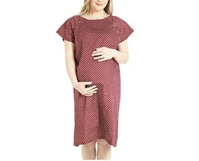 Suzy Rose Maternity Hospital Gown Plum With White Polkadot Size S/M • £31.34