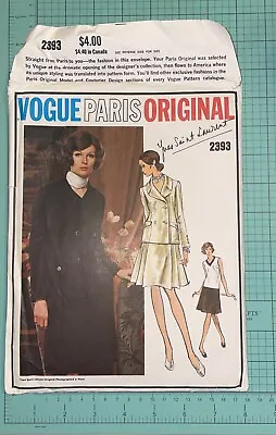 Vogue Paris Original YVES SAINT LAURENT Sewing Pattern 2393 Cut & Complete Sz 16 • $55.99