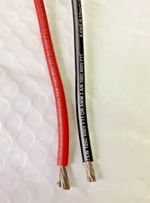 8 AWG GAUGE WIRE Cable Set RED & BLACK 4' FT EACH HIGH STRAND COPPER • $4
