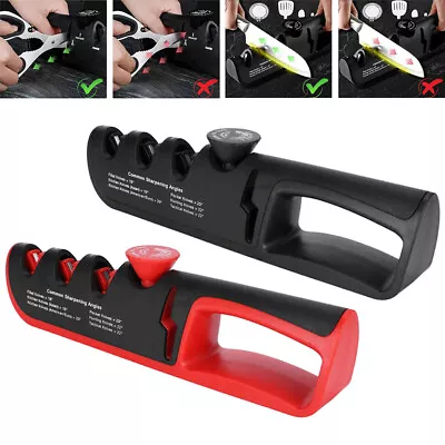 Professional Scissors Knife Sharpener 4-in-1 Adjustable Non-Slip Kitchen Tool • $20.46