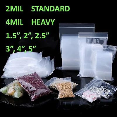 2-4Mil Clear Small Plastic 1.5x 2x 3 4 5  Zip Reclosable Top Lock Jewelry Bag • $7.94