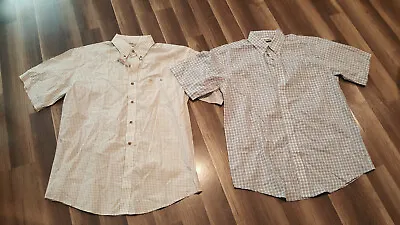 Wrangler Men's L Size Multicolor Plaid Lot Of 2 Short Sleeve Shirts NWOT • $30.41