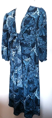 $125 • Buy Scanlan Theodore Blue Leaf Print Midi Tuck Dress Size AU 10 (US 6)