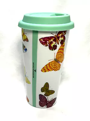 MacKenzie Childs Butterfly Garden Double-wall Porcelain Travel Cup 14 Oz. 7” • $36.98