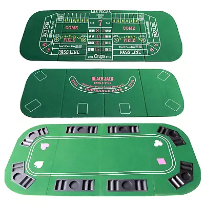 NEW 3 In 1 Folding Casino Game Table Top For Poker Texas Hold'em Blackjack Craps • $99.95