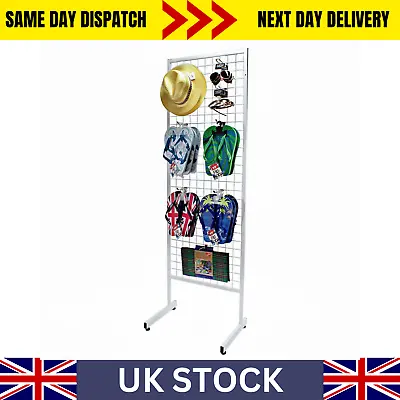 Mesh Wire Panel Floor Stand POS Retail Shop Merchandiser Display In White (K34) • £60.60