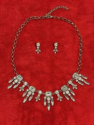 Vintage IMAN Clear Crystals Necklace With Matching Earrings  • $34.99