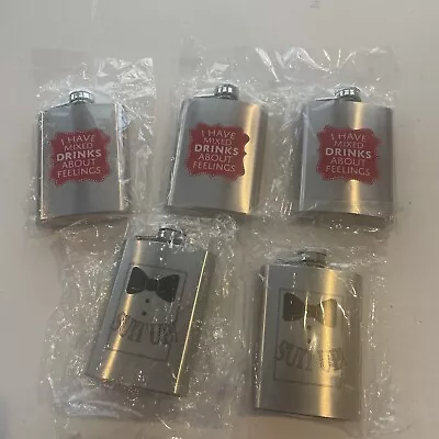 Stainless Steel 4 Oz Flask With Graphics- (Lot Of 5) • $19.99