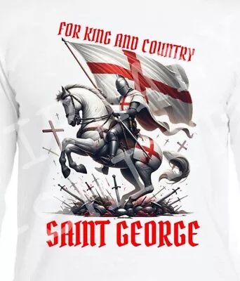 St George's Day Long Sleeve T-Shirt Gift Saint George English Flag England For • £10.99