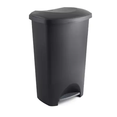 Plastic Family Kitchen Utility Bin 50 Litre New Black With Silver Pedal • £18.99