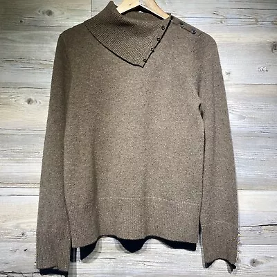 Mainbocher 100% Cashmere Brown Turtleneck Sweater Crystal Embellishments Size LG • $28.95