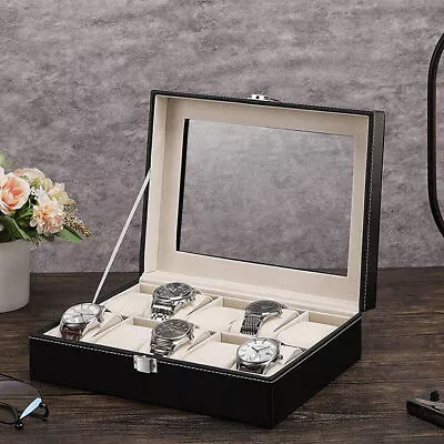 12 Grids High-Grade Leather Watch Storage Case Jewelry Display Box Organizer AU • $22.79