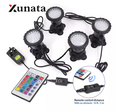 Remote RGB LED Underwater Spot Lights For Aquarium Garden Fountain Pond Pool • £22.80