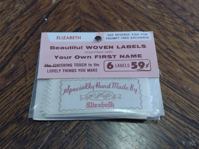 $11.99 • Buy Vtg Woven Labels Personalized Specially Hand Made By ELIZABETH Clothing Tags NEW