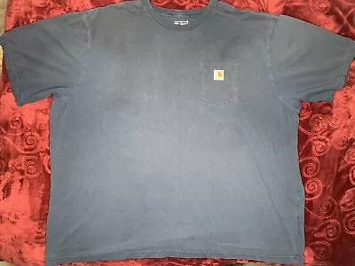 Carhartt Loose Fit Work T-shirt With Pocket Logo Crew Neck Dark Navy 4XL - XXXXL • $9.02